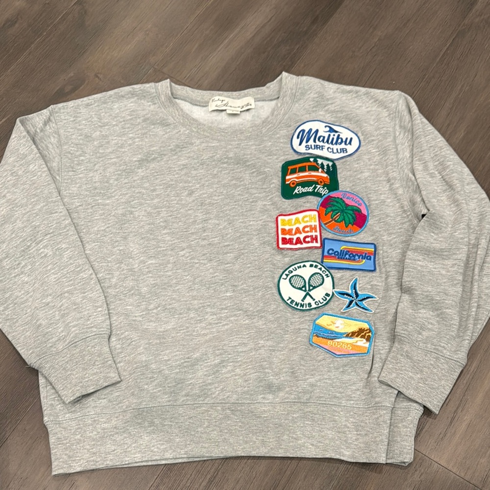 Vintage Havana Gray Sweatshirt with Colorful Patches